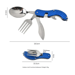 Juego de utensilios multifuncionales para pícnic al aire libre, cubiertos de viaje, mini cuchillo, tenedor, cuchara plegable, vajilla. - Product Image 3