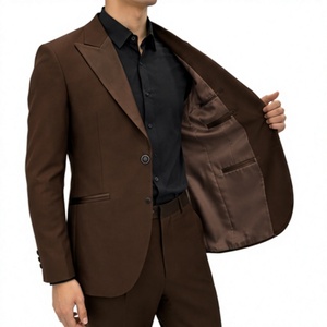 Costume de smoking marron confortable en polyester pour homme, simple boutonnage, revers cranté, style britannique, idéal pour mariage, soirée, bal de promo, banquet - Product Image 6