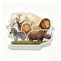 Autocollants d'animaux sauvages Haoxuan en vinyle PVC blanc, silhouettes d'éléphant, de lion, de zèbre, de rhinocéros, graphiques brillants, impression détaillée, résistants aux intempéries