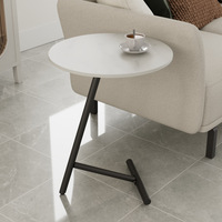 Mesa Auxiliar Redonda de Hierro Moderna y de Lujo, Mini Mesa de Centro con Almacenamiento para Sala de Estar, Dormitorio, Sofá, Mesita de Noche