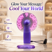 Mini Ventilador Eléctrico Portátil LED con Mensaje Personalizado, Diseño Moderno, Impresión en Serigrafía, Pantalla LED Programable
