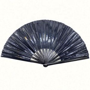 พัดมือพับได้ลายดอกไม้ ขนาด 33 ซม. ทำจากไม้ไผ่เคลือบ PVC สีรุ้งโฮโลแกรม เหมาะสำหรับงานเทศกาลดนตรีและปาร์ตี้ - Product Image 2