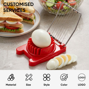 <b>Multifunctional</b> Egg Slicer Stainless Steel Wire <b>Cutter</b> Kitchen Tool Red Plastic Base 6 Blades Manual Operation - Product Image 3