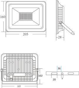 Projecteur LED extérieur étanche IP66 à économie d'énergie homologué CE 30W 50W 100W 150W 200W 300W - Product Image 4
