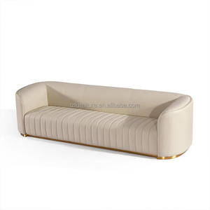 Customize Living Room Furniture <b>Cream</b> White Leather Curved <b>Sofa</b> Modern - Product Image 3