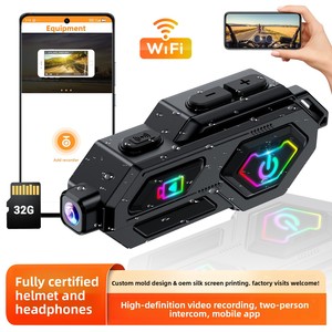 Casco de Motocicleta con Visión de 360 Grados °   Grabadora de Cámara HD, <span class=keywords><strong>Intercomunicador</strong></span> Dual, Auriculares Inalámbricos Impermeables IPX5 y Aislamiento Acústico - Product Image 4