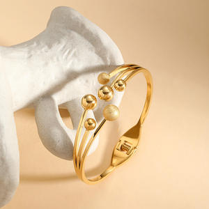 नई स्टील बॉल बेड लक्जरी ब्रांड ब्रैसलेट गहने 316 एल स्टेनलेस स्टील 18k सोने के प्लेटेड चूने - Product Image 3