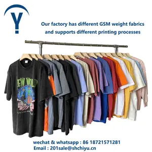 Yüksek kalite 250 G ağır rahat boş kısa kollu deşarj baskı boy % 100% pamuk Vintage asit yıkanmış T Shirt erkekler