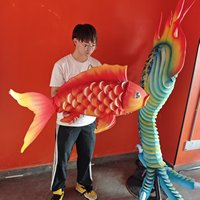 Lanterne chinoise Jiucai Culture pour le Nouvel An et Noël, lanterne durable et imperméable en soie en forme de poisson Koi, fournitures de fête