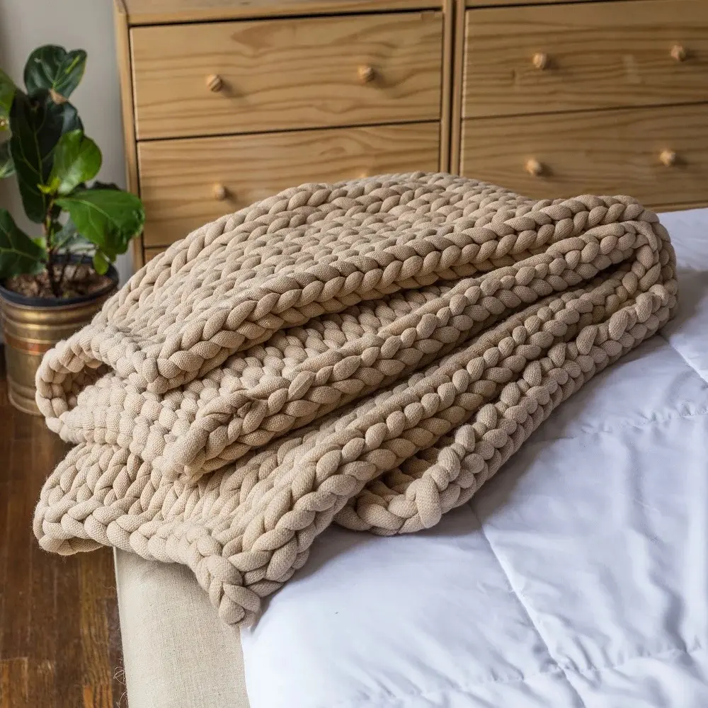 Sinyoo домашний декор, огромная пряжа в богемном стиле, ручной вязаный крючком, крупное вязаное одеяло, сенсорное утяжеленное одеяло для аутизма