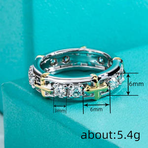 Anello A344 in Oro Bianco con Diamanti, Placcato in Oro 18K, Design a Croce, Diamanti Naturali Taglio Brillante Rotondo, Gioiello Unisex per Cerimonie Religiose - Product Image 4