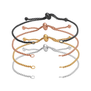 Pulsera Ajustable de Acero Inoxidable con Baño PVD de 18K y Cordón Cruzado en Varios Colores |   Cadena Ajustable de Moda para Mujer - Product Image 3