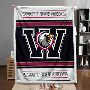 บริษัทผลิตผ้าห่มขนแกะแบบกำหนดเอง พิมพ์โลโก้ทีมโรงเรียน รูปถ่ายครอบครัว สัตว์เลี้ยง สุนัข ด้วยเทคนิคการพิมพ์แบบระเหิด ผ้าห่มเชอร์ปาพร้อมโลโก้ - Product Image 3