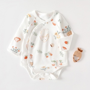 Mono para Bebé Recién Nacido, Diseño Floral, Cierre con Cordones en Ángulo, Etiqueta en el Cuello, Primavera-Otoño, Manga Larga, Algodón Puro, Sin Costuras - Product Image 3