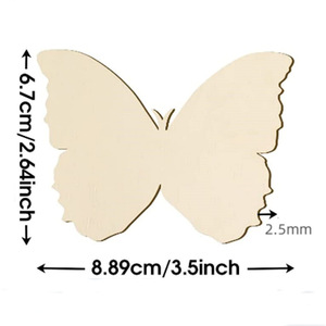 Feuille de peinture en bois vierge en forme de papillon, décoration artisanale en bois non finie pour enfants et adolescents. - Product Image 5