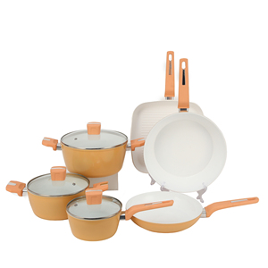 Juego de Utensilios de Cocina de Aluminio Naranja con Revestimiento Cerámico Premium al por Mayor, LFGB, Libre de PFOA, Ollas Antiadherentes, Sartén, Sartén <span class=keywords><strong>para</strong></span> Asar - Product Image 1