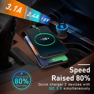 Doppia porta QC3.0 6A 36W caricabatteria per auto capacità di ricarica rapida accendisigari per iPhone per <span class=keywords><strong>Samsung</strong></span> 2x35W USB auto Char - Product Image 5