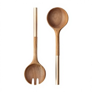 Ensemble de 2 Cuillères à Salade en Bois d'Acacia Écologique Marron Foncé 2026, Résistant au Lave-Vaisselle, au Micro-ondes et au Four, Accessoires de Cuisine Star - Product Image 4