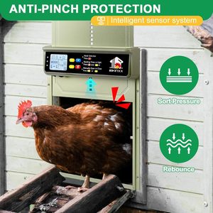 Automatic Farm Chicken Door Solar Powered 4 Auto Modes Light Sensor Timer Remote Control Anti Pinch Safety USB Backup - Product Image 6