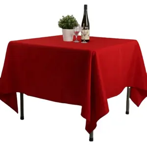 Square Tablecloth - 85x85 Inch- Red Table Cloth in Washable Polyester - Great for Buffet Table Parties Holiday Dinner Wedding