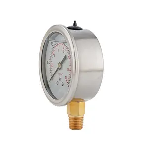 2.0 "tubo di Bourdon riempita di olio riempita di liquido manometro pressione misuratore di cassa in acciaio inox 1/4" NPT supporto inferiore