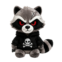 Peluche Loup-garou Gris Effrayant en Coton Ultra Doux avec Cicatrice Cousue, Yeux Rouges, Aiguilles de Loup, et Chemise à Carreaux Déchirée, Jean – Idéal pour Halloween