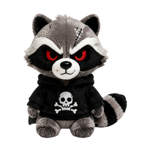 Muñeco de peluche de <span class=keywords><strong>lobo</strong></span> super suave gris aterrador con cicatrices cosidas, ojos rojos, colmillos, <span class=keywords><strong>camisa</strong></span> a cuadros rasgada y jeans rasgados para Halloween - Product Image 6