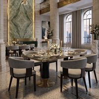 Table de salle à manger haut de gamme pour restaurant, chaises rembourrées en tissu, ensemble de mobilier de salle à manger moderne pour hôtel, pour salle de banquet