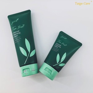 Tube cosmétique vide en plastique vert de 50 ml et 100 ml pour nettoyant visage avec bouchon à clapet orientable, emballage personnalisé pour soins du visage. - Product Image 3