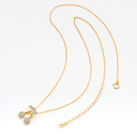 Daidan 925 zilveren hanger met kubieke zirkonia, verguld met gouden ketting, fruitkersenketting