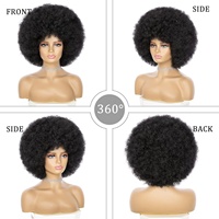 Perruques synthétiques courtes afro avec bandeau, bonnet ajustable, pour femmes noires, 10 pouces, bouclées crépues, douces et volumineuses, densité 180%, usage quotidien
