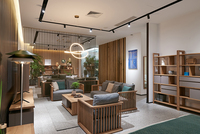 Canapés en bois massif au design minimaliste nordique, avec revêtement en tissu lin, meubles pour le salon