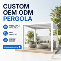 Pergola bioclimatique motorisée en aluminium et verre trempé MEIXIN ORLANDO, pour jardin d'hôtel de luxe moderne, terrasse extérieure.
