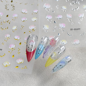 Suministros para <span class=keywords><strong>Uñas</strong></span>, Adhesivos Metálicos de Alta Calidad con Flores Rosas y Azules, Adhesivos 3D/5D para <span class=keywords><strong>Uñas</strong></span>, Decoración de Manicura - Product Image 6