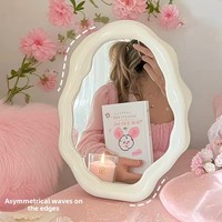 Miroir de maquillage de table en forme de nuage à bords ondulés, blanc crème, irrégulier, pour coiffeuse, chambre à coucher, décoration intérieure, vente en gros