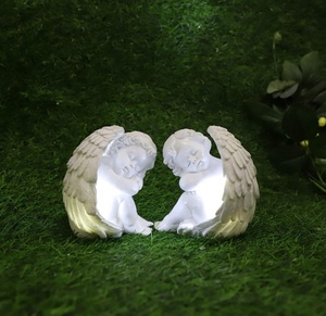 Decorazioni per la casa Cherub Statue Baby Sculpture Figurine Little Resin Angel con luce cupido Garden Statue - Product Image 1