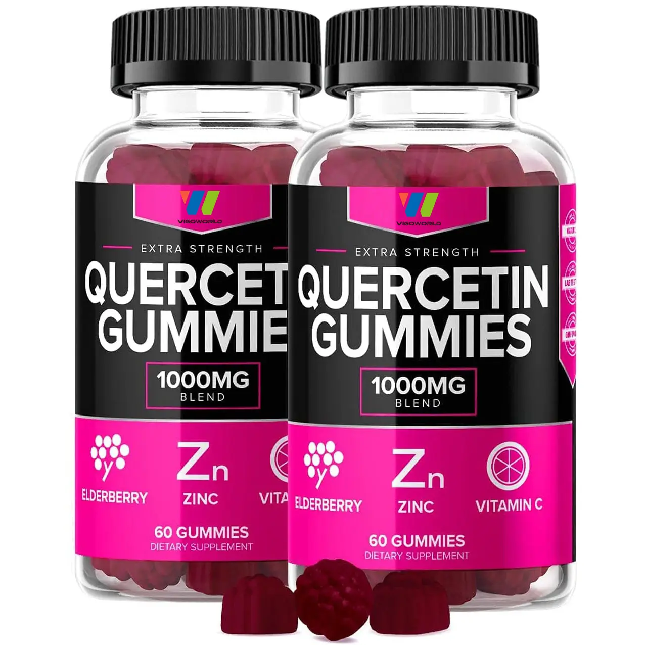 Quercetin Zink Vitamin C 1000mg Gummies Ergänzungen mit Holunder für Kinder Erwachsene Lunge Immun Support Supplement Gummy