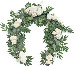1.8m Artificial Flower Eucalyptus Leaves Garland Rose Peony Flower Vine For Wedding Backdrop Arch Wall Hanging Decoration