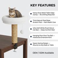 Poteau à gratter pour chat à fixation de table, lit en peluche en forme de donut, sans perçage, compatible 20-50mm, sisal naturel, OEM ODM personnalisé, MOQ 50 pièces