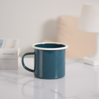 Vente en gros de tasses à café émaillées vintage souvenirs pour camping en émail avec design classique en acier inoxydable pour eau et bière