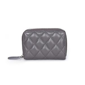 高級婦人用シープスキンキルティングカードホルダー、ジッパー付きアコーディオンウォレット、小型レザーカードケース、エレガントなファッションスタイル - Product Image 5