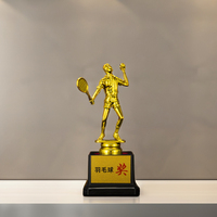 Trophées et récompenses de badminton en plastique en gros avec logo personnalisé, impression UV, design portable - Vente chaude de l'usine chinoise