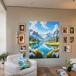 Kit de <span class=keywords><strong>Peinture</strong></span> Numérique DIY Populaire Montagne Enneigée 24 Couleurs Acryliques Toile Style Américain Décoration Maison 30*40 - Product Image 6