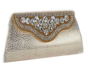 Luxury Hand Embroidered Evening Clutch Bag Zircon Stone Decorated Geometric <b>Frame</b> Pattern <b>Multiple</b> Options (Satin PU Cotton PVC) - Product Image 1