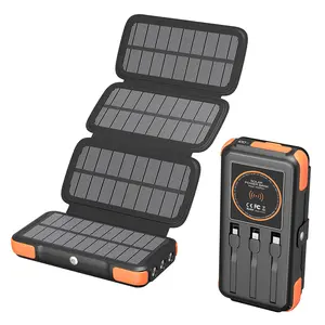 High Quality Waterproof 16000 Mah Solar Panel Powerbanks Fast Charging Phone Wireless Charger 16000mAh Portable Solar Power Bank