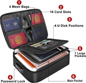 Giấy tài liệu retro phong bì gửi thư tài liệu an toàn thư mục lưu trữ túi xe khóa không thấm nước dây kéo chống cháy tài liệu túi - Product Image 2