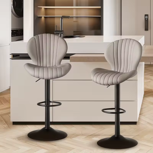Taburete de Bar Moderno de Lujo con Tela Suave, Estructura Metálica Mate Resistente, Ligero y Ecológico, para Hotel, <span class=keywords><strong>Cocina</strong></span> y Hogar - Product Image 4