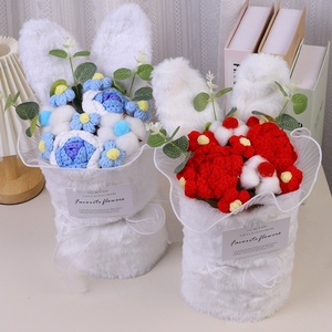 Diseño de alta calidad, flor de ganchillo, decoración de Orejas de conejo para regalos de vacaciones, flores artificiales, conjunto de ramo de flores de ganchillo, regalos - Product Image 2