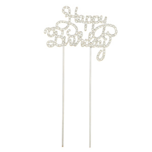 Tarjeta de Felicitación de Cumpleaños con Diseño Europeo Americano, Letras de Metal con Pedrería, Adorno para Pastel de Cumpleaños - Product Image 4