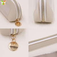 PU cuir clair PVC stylo sac de rangement Transparent fermeture éclair porte-crayon étui pour pinceaux cosmétiques organisateur sac